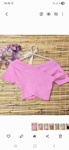 کراپ صورتی نگین دار،ماه شاپ استایل